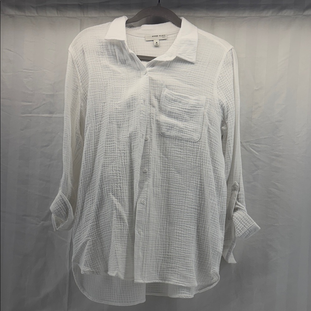 Anne‎ Klein Textured White Men's Casual Shirt